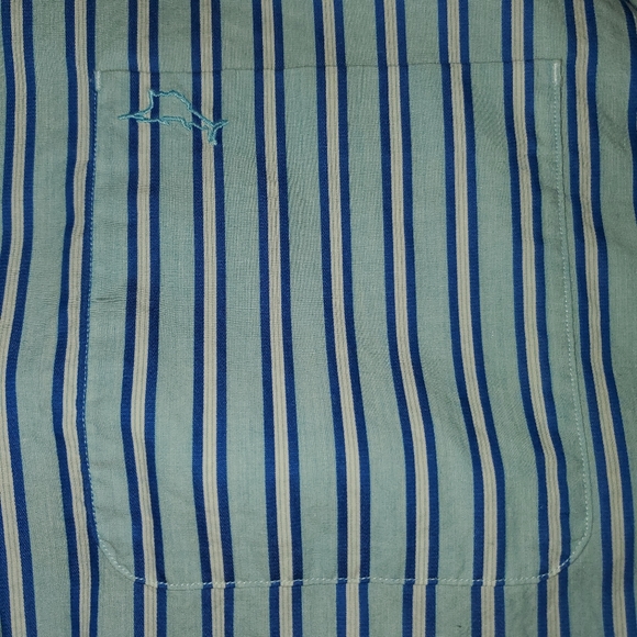 Tommy Bahama  Dress Shirt Long Sleeve 2XB White Blue Striped Big & Tall Cuffs - Picture 5 of 10